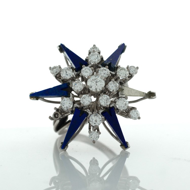 DIAMOND AND LAPIS STAR RING